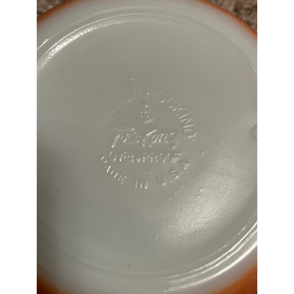 Anchor Hocking Stackable Soup Bowl Mug  Peach / Orange Milk Glass Vintage MCM - Picture 3 of 9